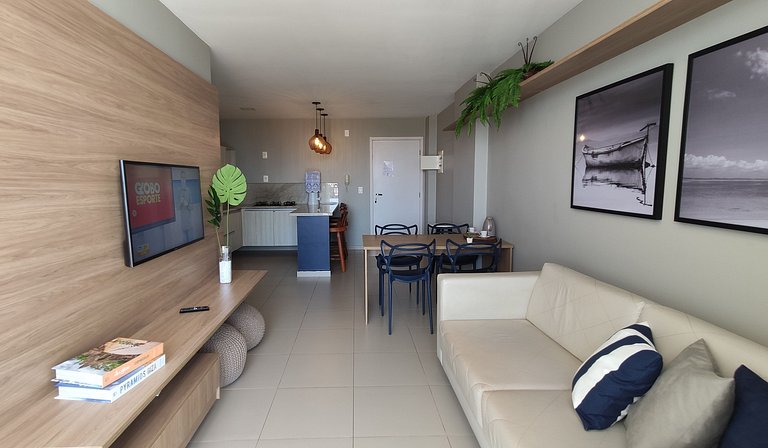 Pé na Areia, Vista Mar e 3 Qts com AC